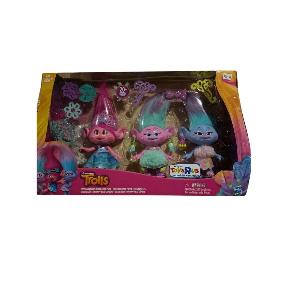 Trolls Poppy and Twins Celebration Pack, Toys R Us Exclusive, NIB